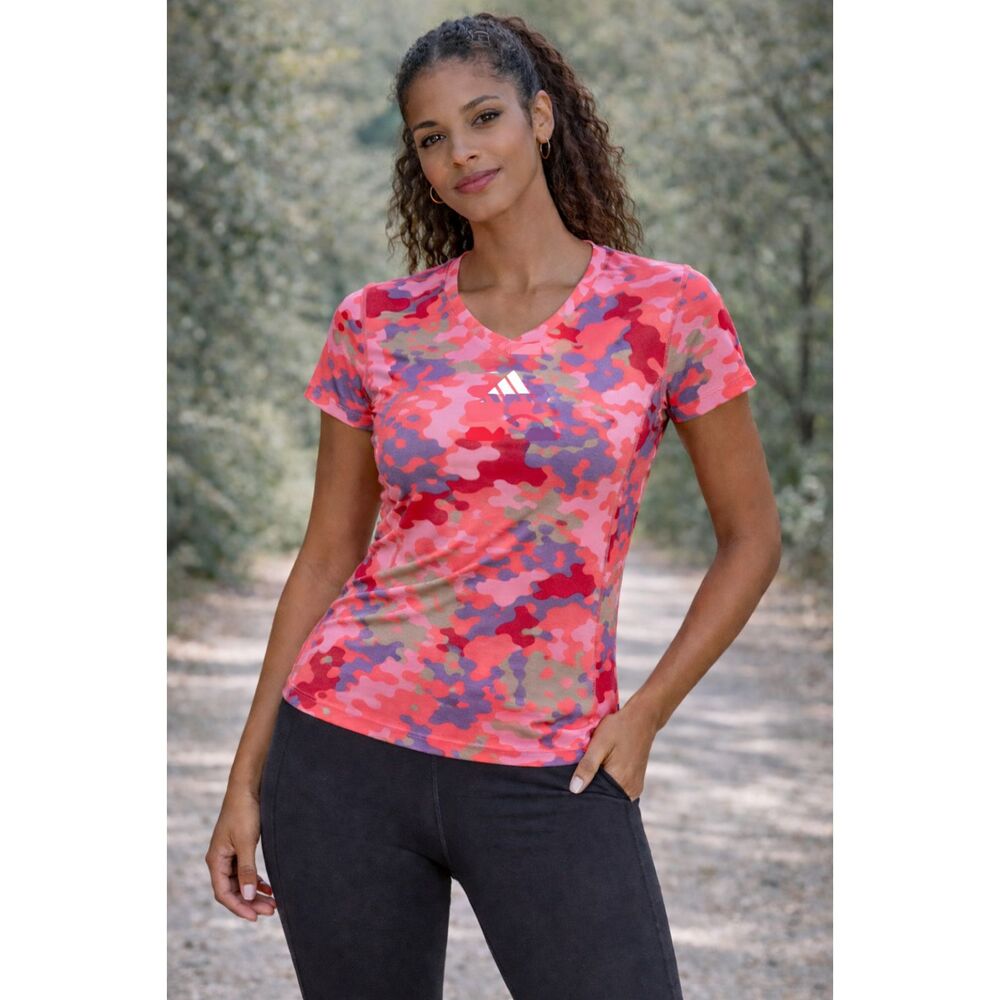 Adidas Floral Camo Athletic Top | Multicolor Performance Tee | Size M